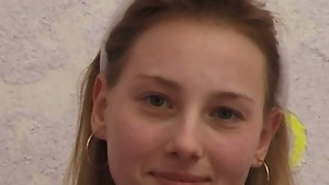 Good looking teenie presents her hairy love tunnel to a fake casting agent.