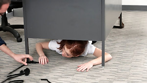 This curious young redhead coed gets her pussy stretched by her hot teachers cock.